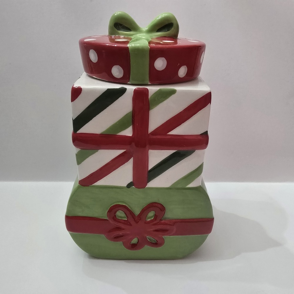 SCM Christmas Stacked Presents Holiday Mini Cookie Jar